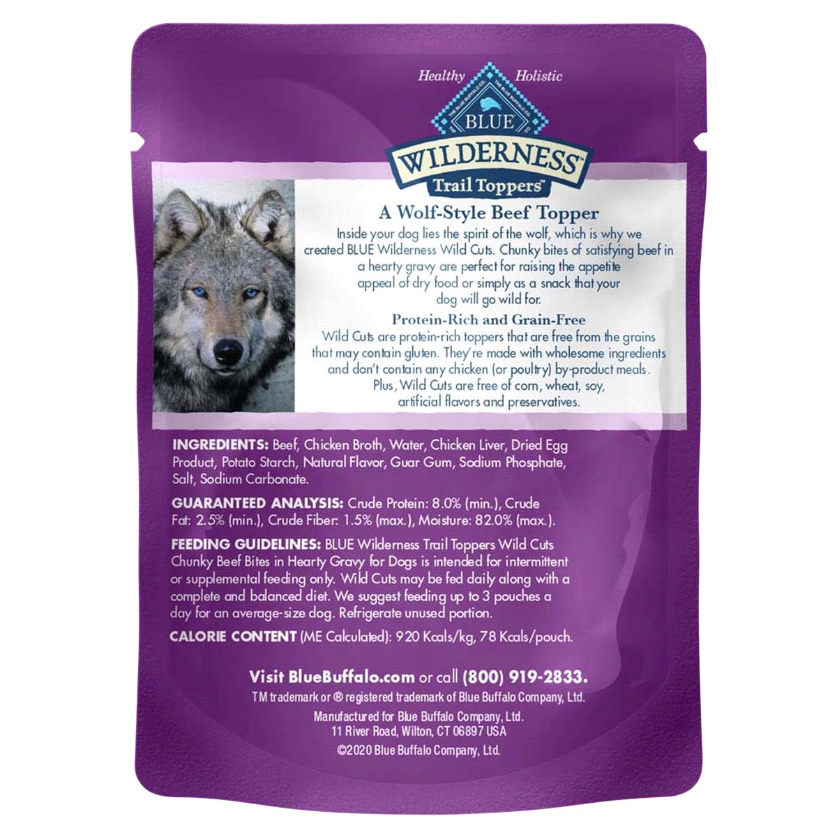 slide 2 of 2, Blue Wilderness Trail Toppers Wild Cuts Chunky Beef Bites Wet Dog Food, 3 oz