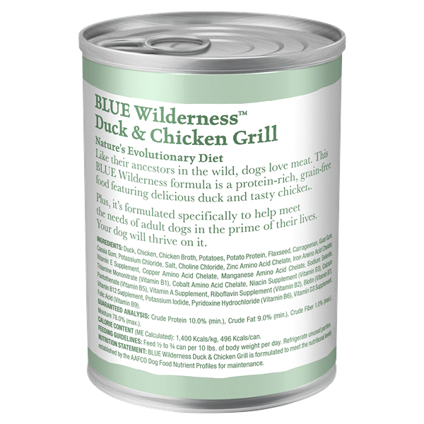 slide 4 of 5, Blue Buffalo Wilderness Grain Free High Protein Wet Dog Food Duck & Chicken Grill - 12.5oz, 12.5 oz