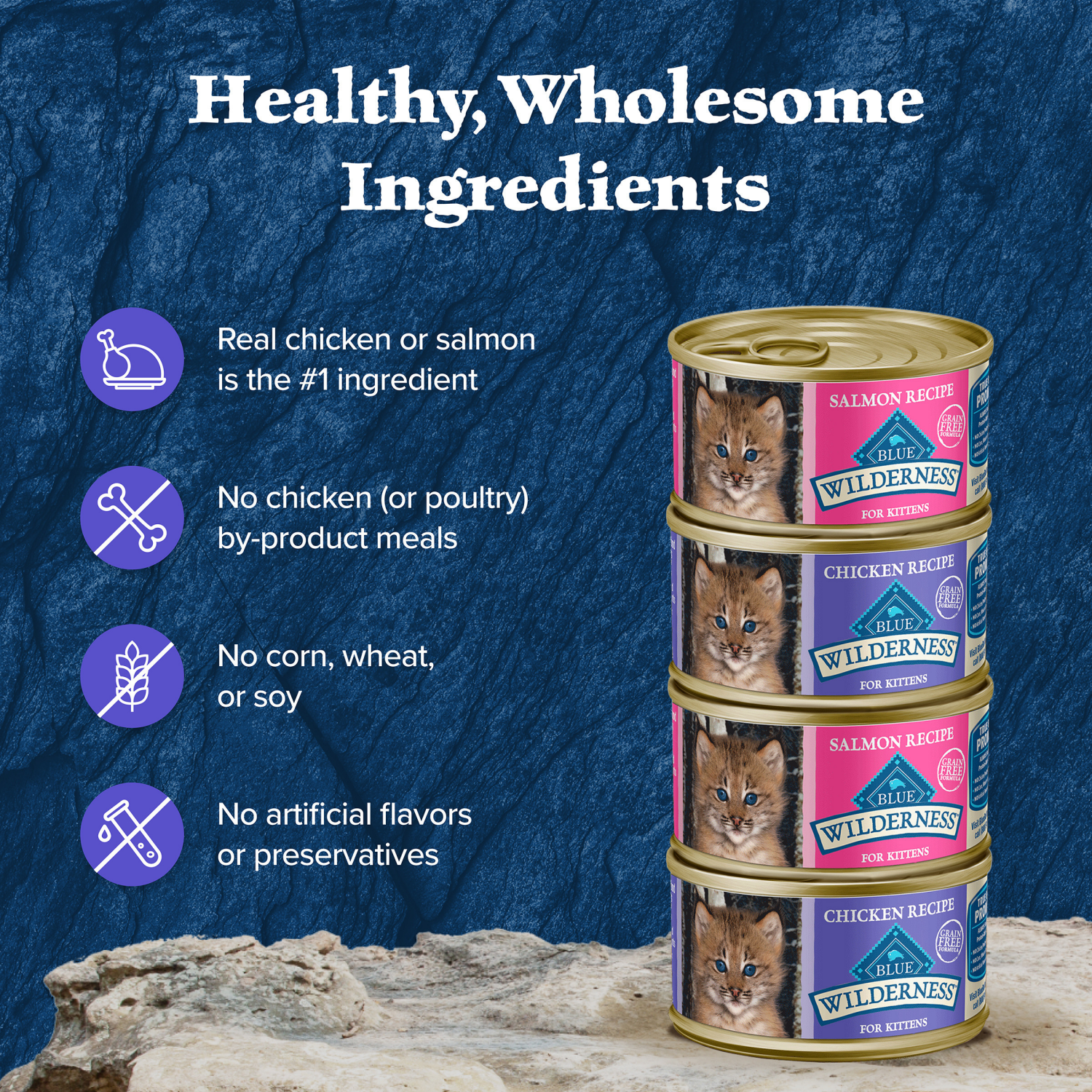 slide 2 of 8, Blue Wilderness Pate Wet Kitten Food Variety Pack, 6 ct; 3 oz