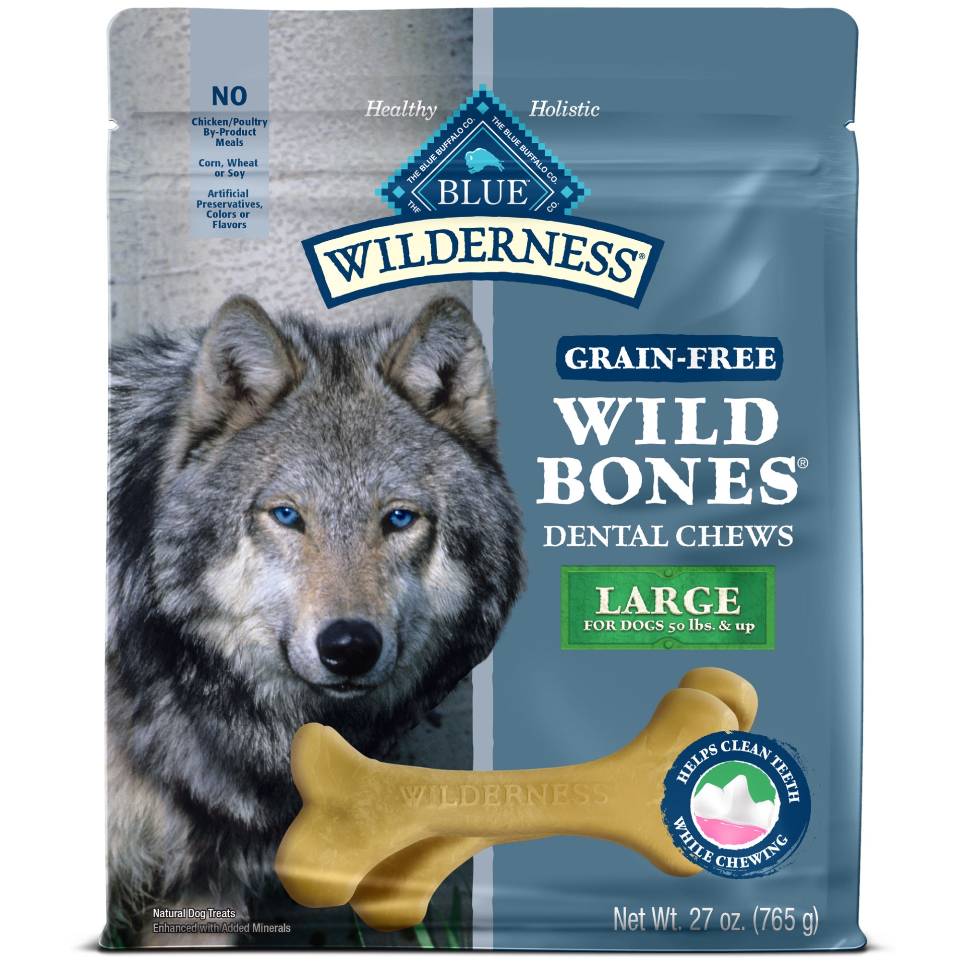 slide 1 of 1, Blue Buffalo Wild Bones Dog Chew Large, 27 oz