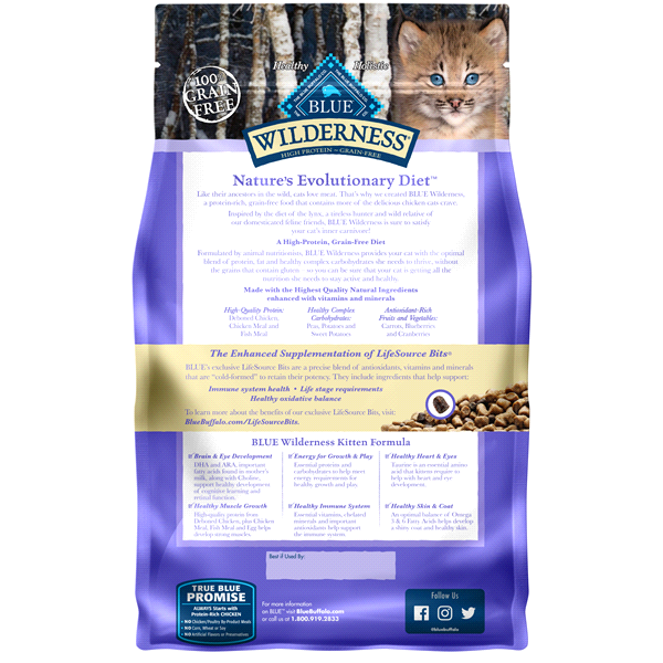 slide 8 of 13, Blue Buffalo Wilderness High Protein Natural Kitten Dry Cat Food with Chicken Flavor - 4lbs, 4 lb