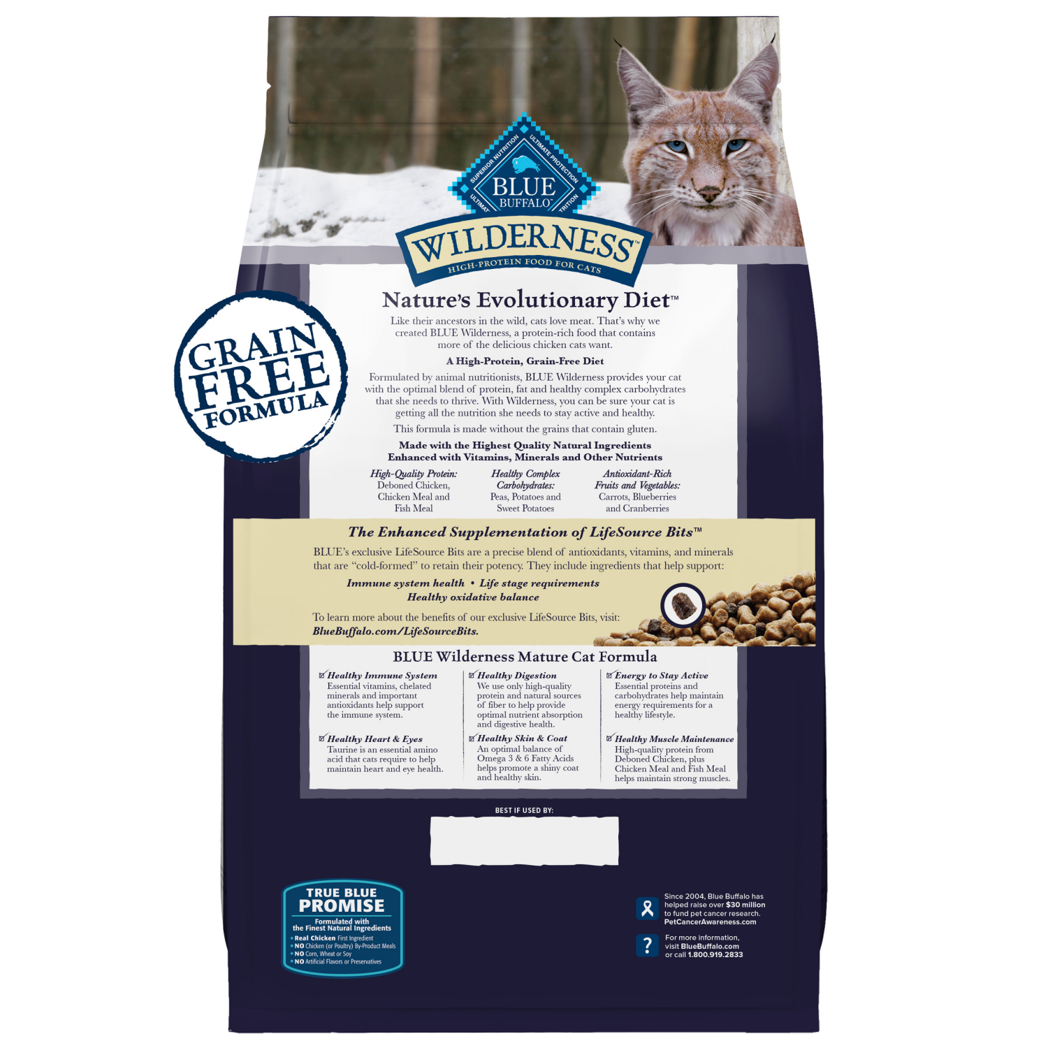 slide 6 of 8, Blue Wilderness Natures Evolutionary Diet Chicken Mature Dry Cat Food, 4 lb