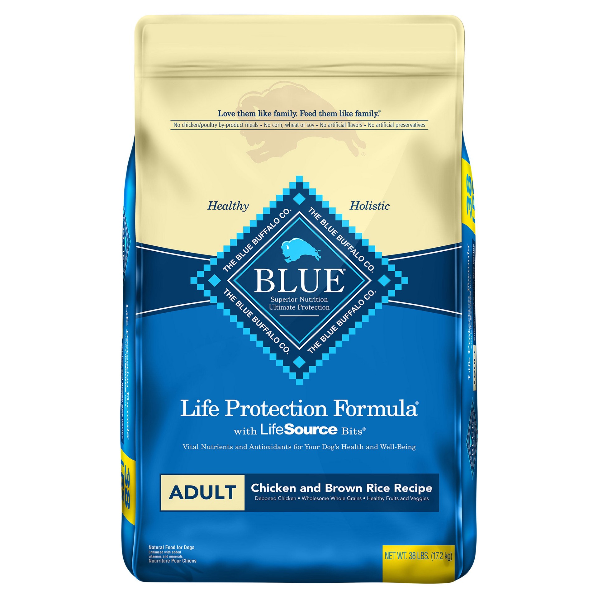 slide 1 of 2, Blue Buffalo Life Protection Formula Chicken & Brown Rice Recipe Dog Food, 38 lbs, 