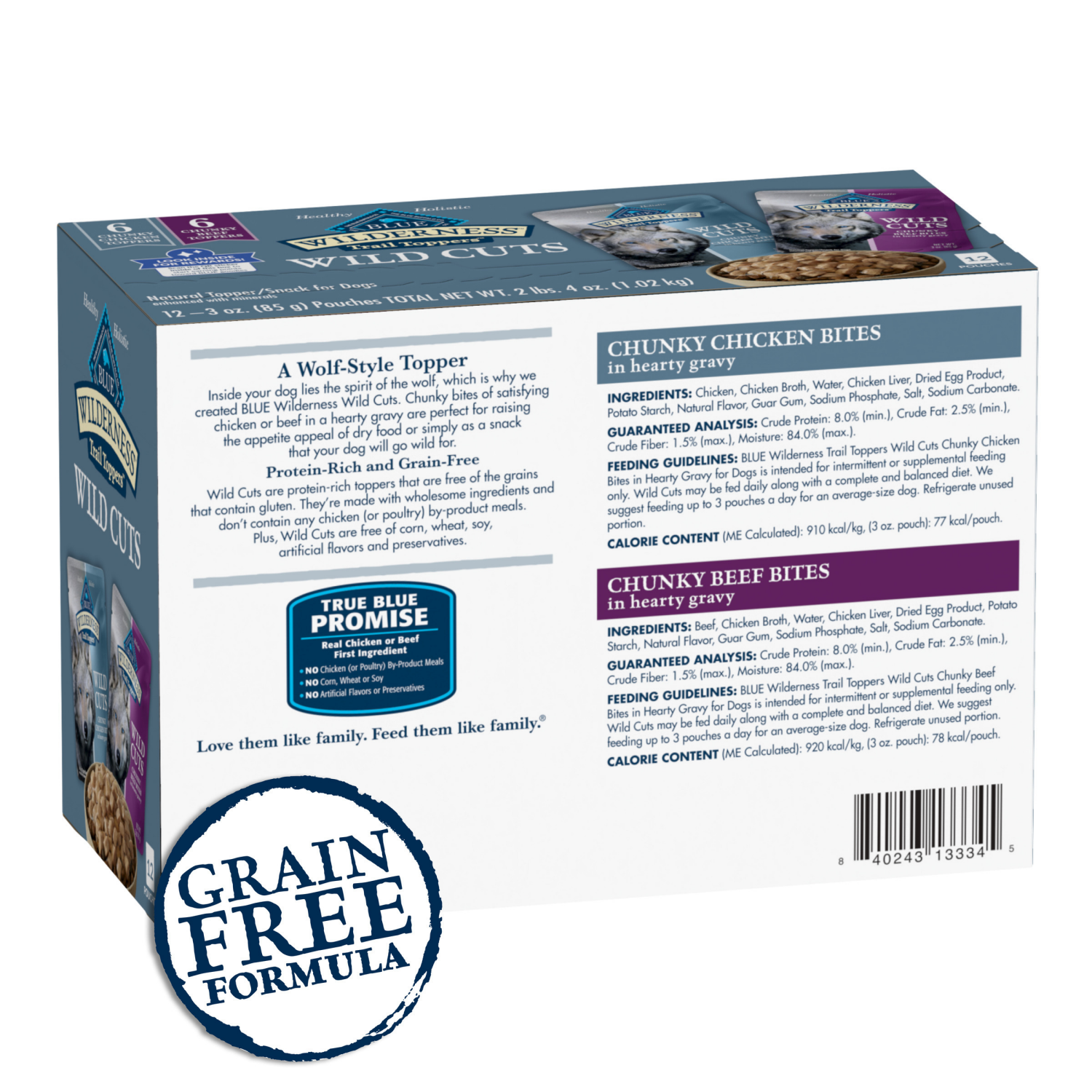 slide 6 of 8, BLUE BUFFALO BLUE Wilderness Trail Toppers Wild Cuts Variety Pack Chicken and Beef, 12 ct