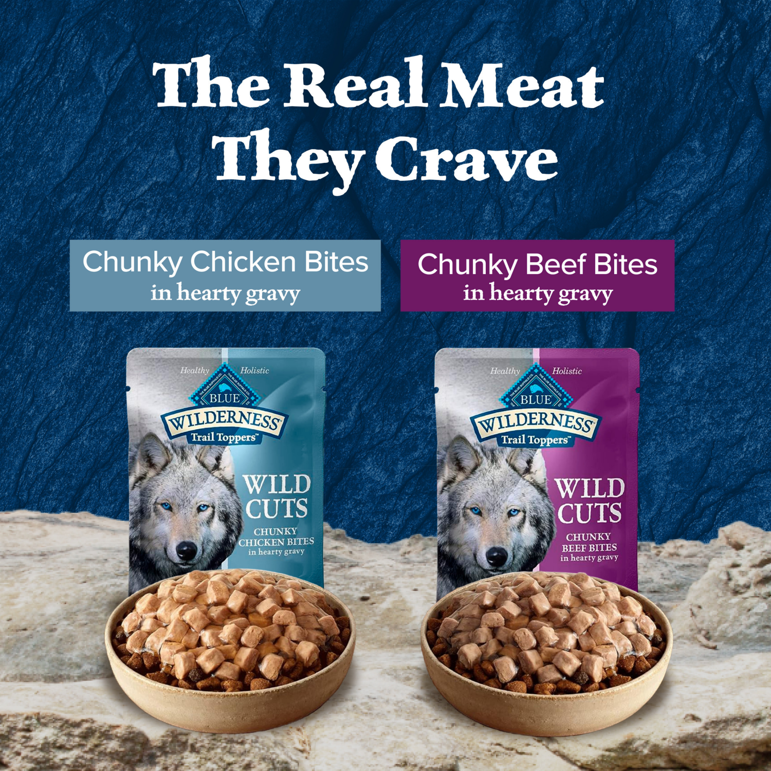 slide 7 of 8, BLUE BUFFALO BLUE Wilderness Trail Toppers Wild Cuts Variety Pack Chicken and Beef, 12 ct