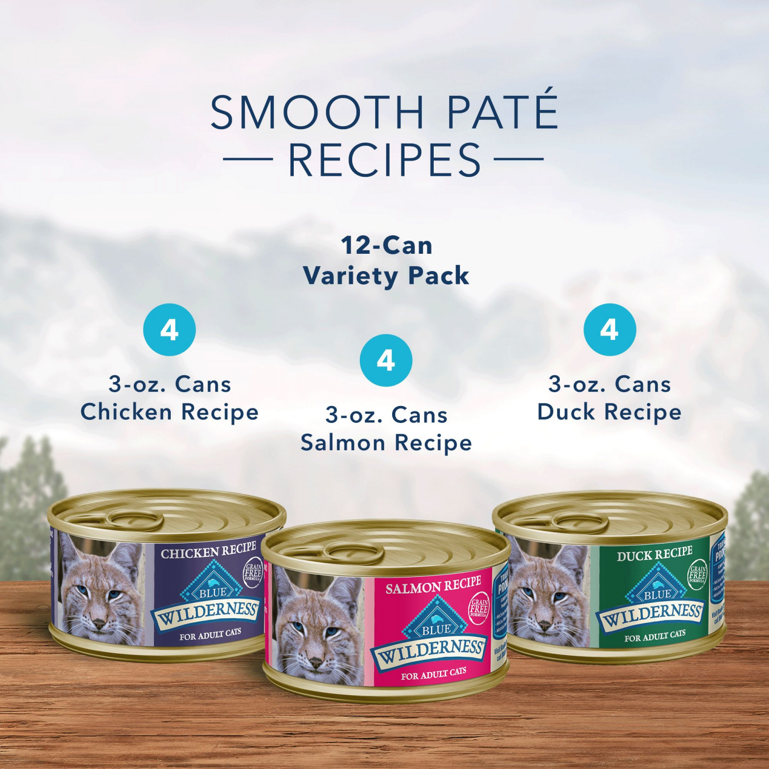 slide 6 of 6, BLUE WILDERNESS Wilderness Adult Cat Duck/Salm/Ckn 3oz 24ct VP, 24 ct; 3 oz