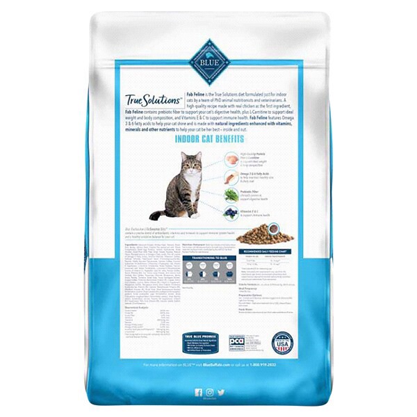 slide 4 of 5, Blue Buffalo True Solutions Fab Feline Adult Cat Chicken, 11 lb