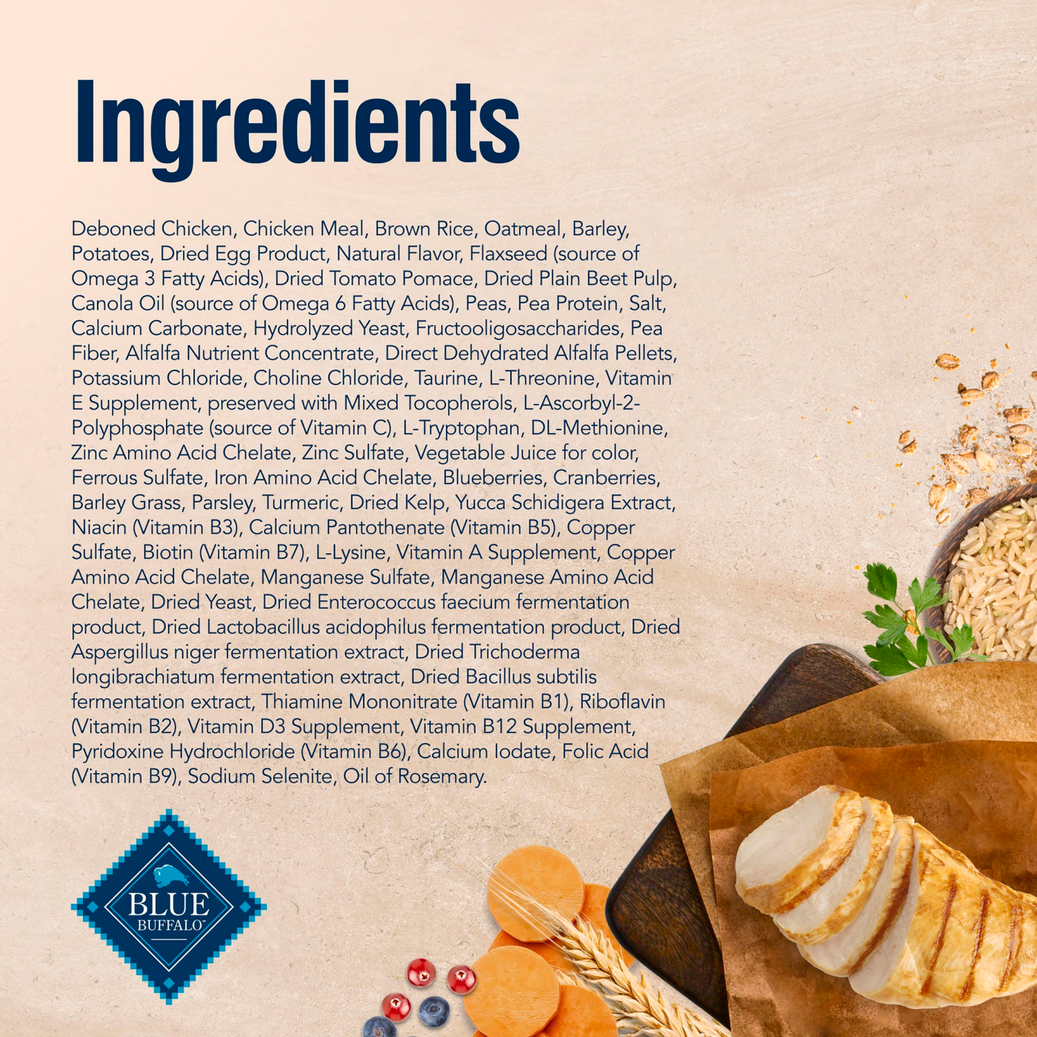 slide 8 of 8, Blue Buffalo True Solutions Digestive Care Natural Dry Dog Food for Adult Dogs, Chicken, 20-lb. Bag, 20 lb