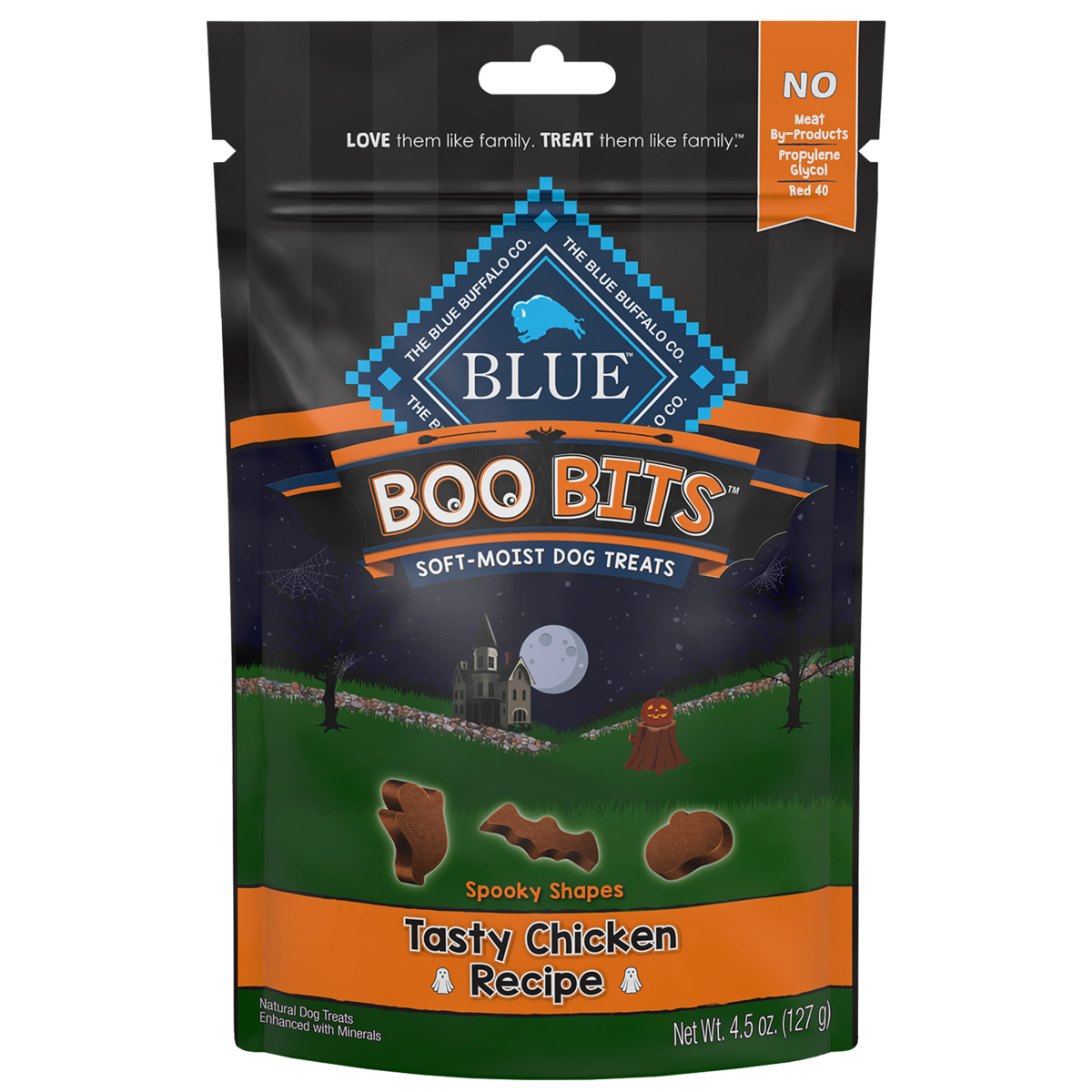 slide 1 of 8, Blue Buffalo Boo Bits Soft & Chewy Halloween Dog Treats\, Tasty Chicken Recipe\, 4.5-oz. Bag, 4.5 oz