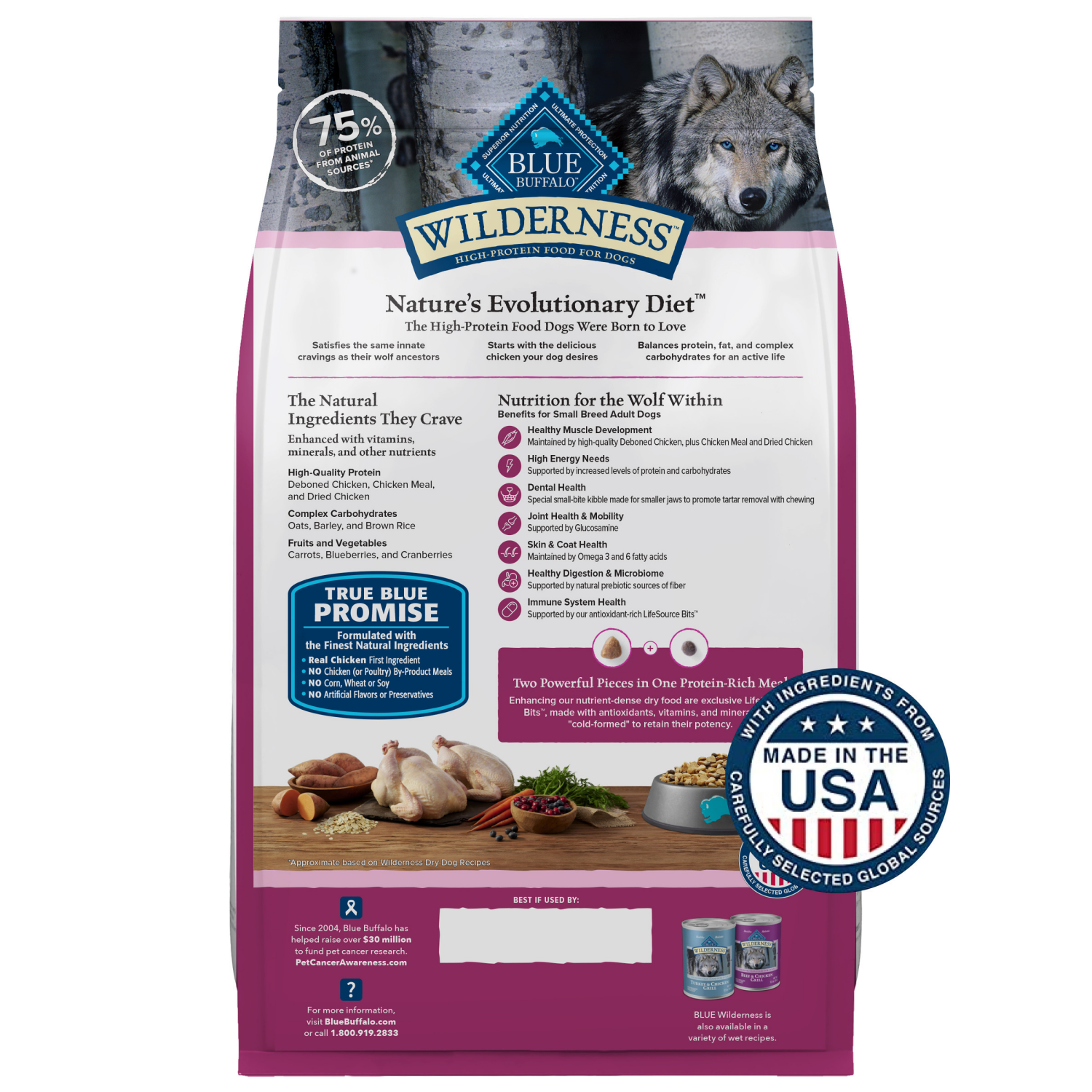 slide 6 of 8, Blue Buffalo Dog Food Small Breed Chicken 13Lb, 208 oz