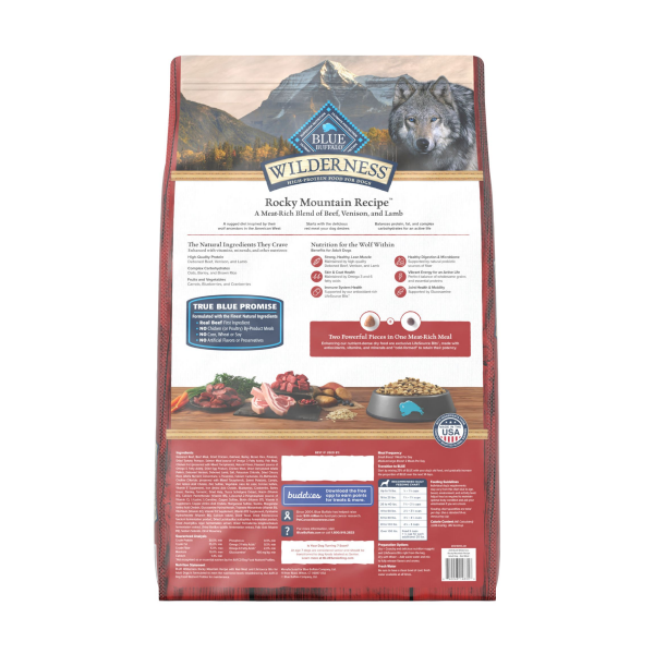 slide 7 of 13, Blue Buffalo Wilderness Rocky Mountain Recipe High Protein Natural Adult Dry Dog Food, Red Meat with Grain 24 lb bag, 24 lb