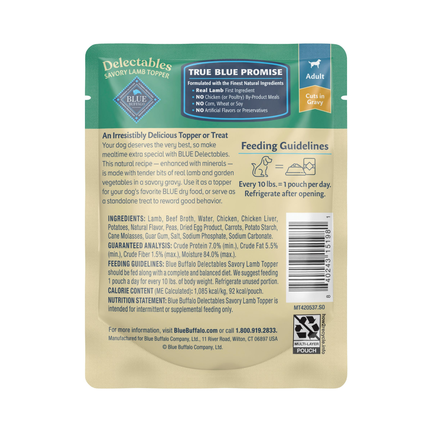 slide 2 of 6, Blue Buffalo Blue Delectables Natural Topper Lamb Dinner Wet Dog Food, 3 oz., 1 ct