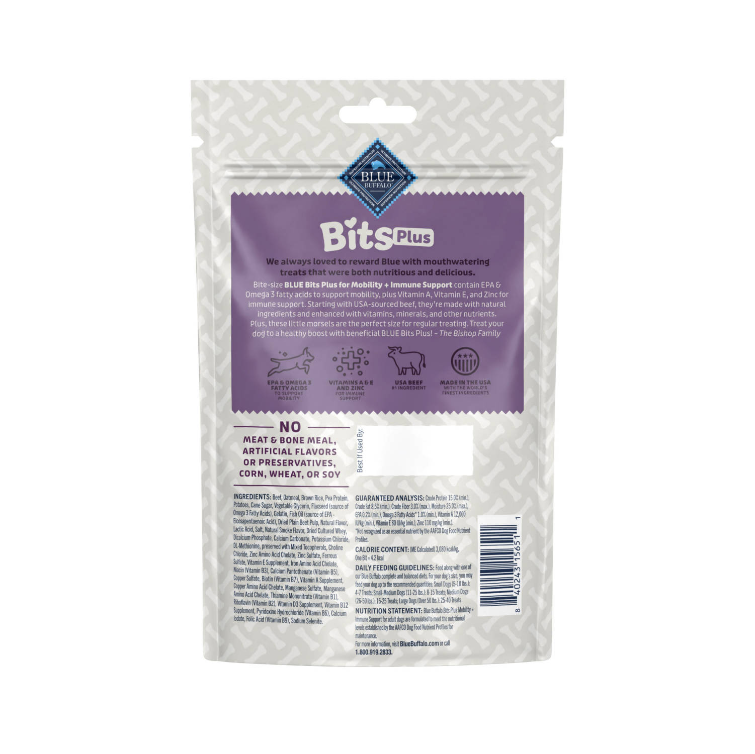 slide 6 of 8, Blue Buffalo Functional Bits Mobility and Immunity Beef Flavor Crunchy Dog Treats - 9.5oz, 9.5 oz