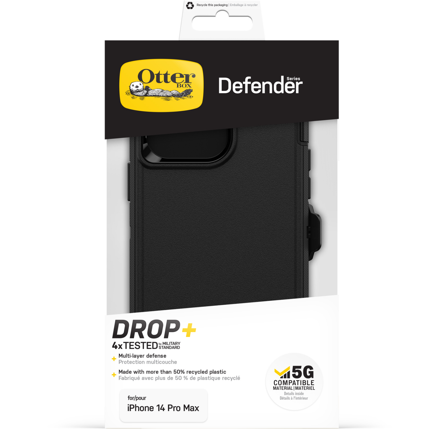 slide 5 of 5, OTTERBOX OB DEFENDER iPhone 14 Pro Max - BLACK, 1 ct