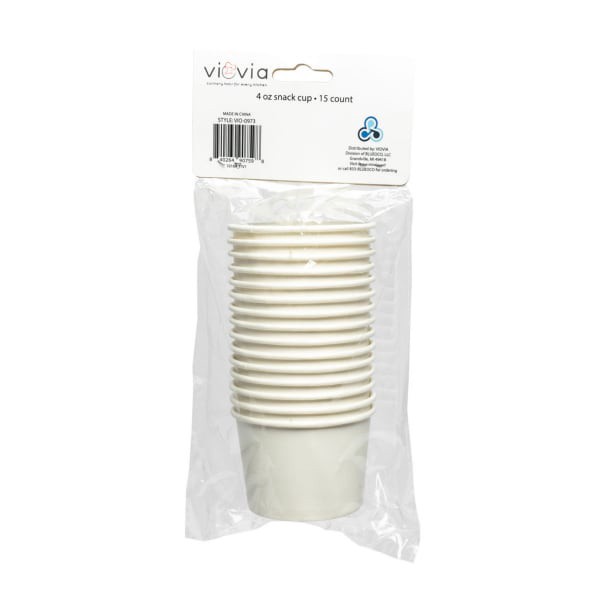 slide 8 of 13, Viovia Snack Cup, White, 4 oz, 118 ml, 15 ct
