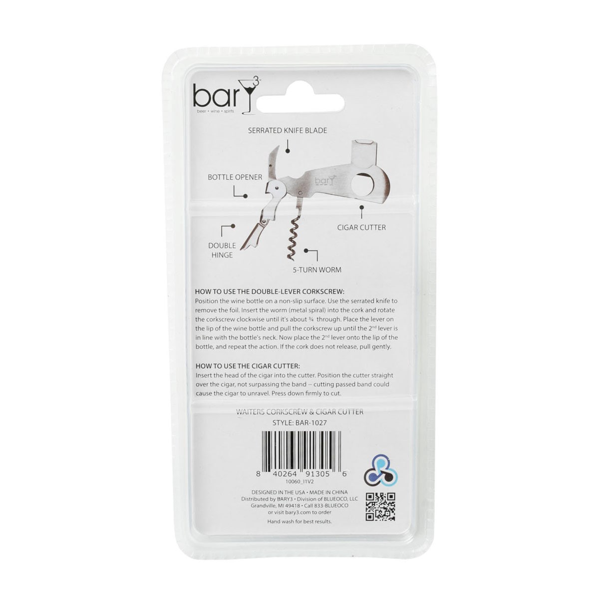 slide 5 of 13, barY3 Waiter's Corkscrew and Cigar Cutter, 1 ct