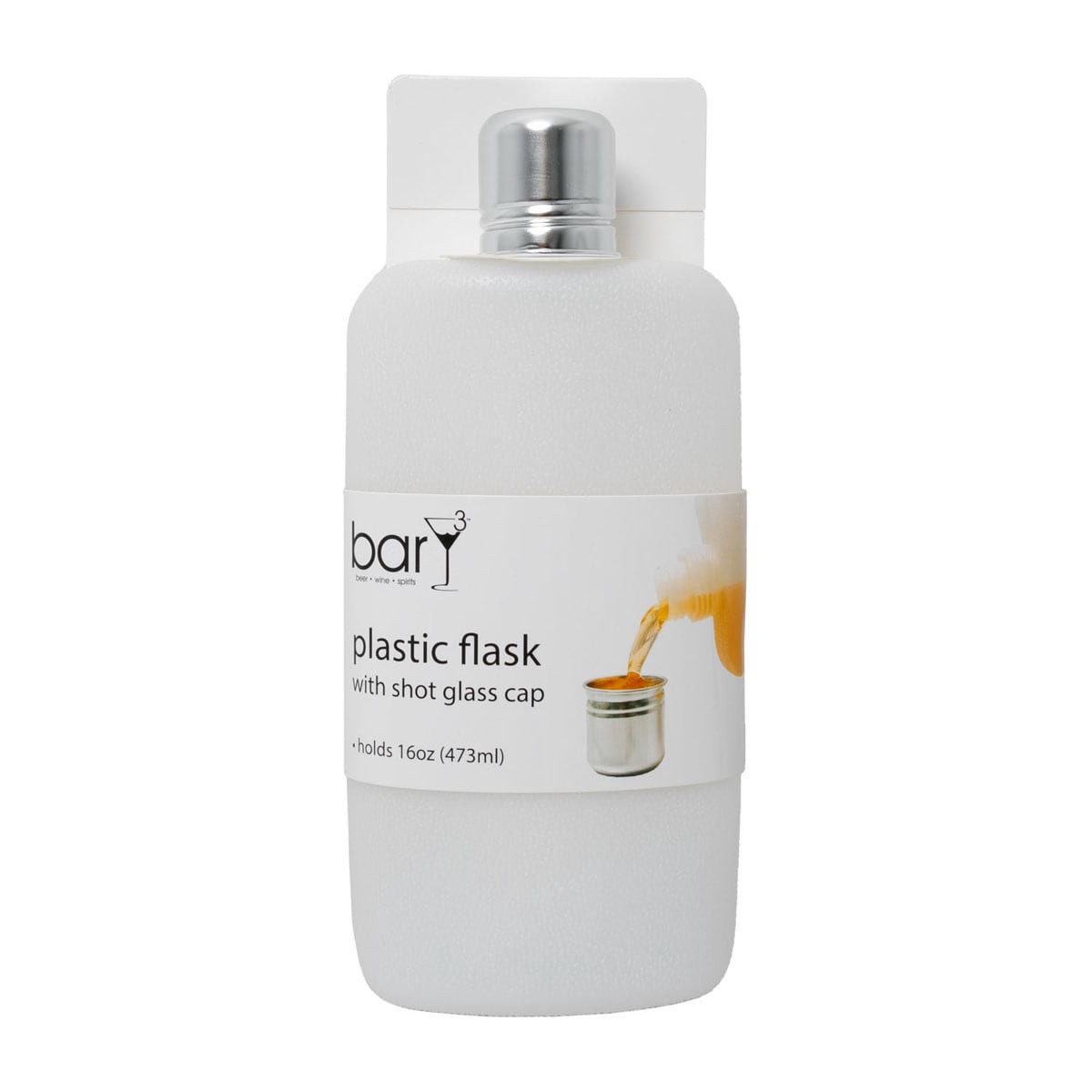 slide 1 of 13, Bary3 Plastic Flask W/Shot Glass Cap, 16 oz; 473 ml