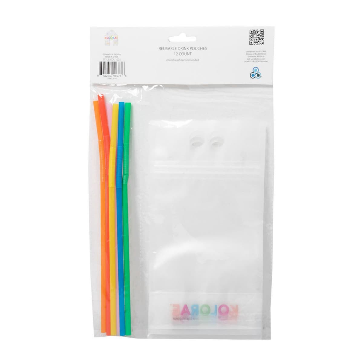 slide 13 of 17, Kolorae Reusable Drink Pouches w/ Straws, 6 ct