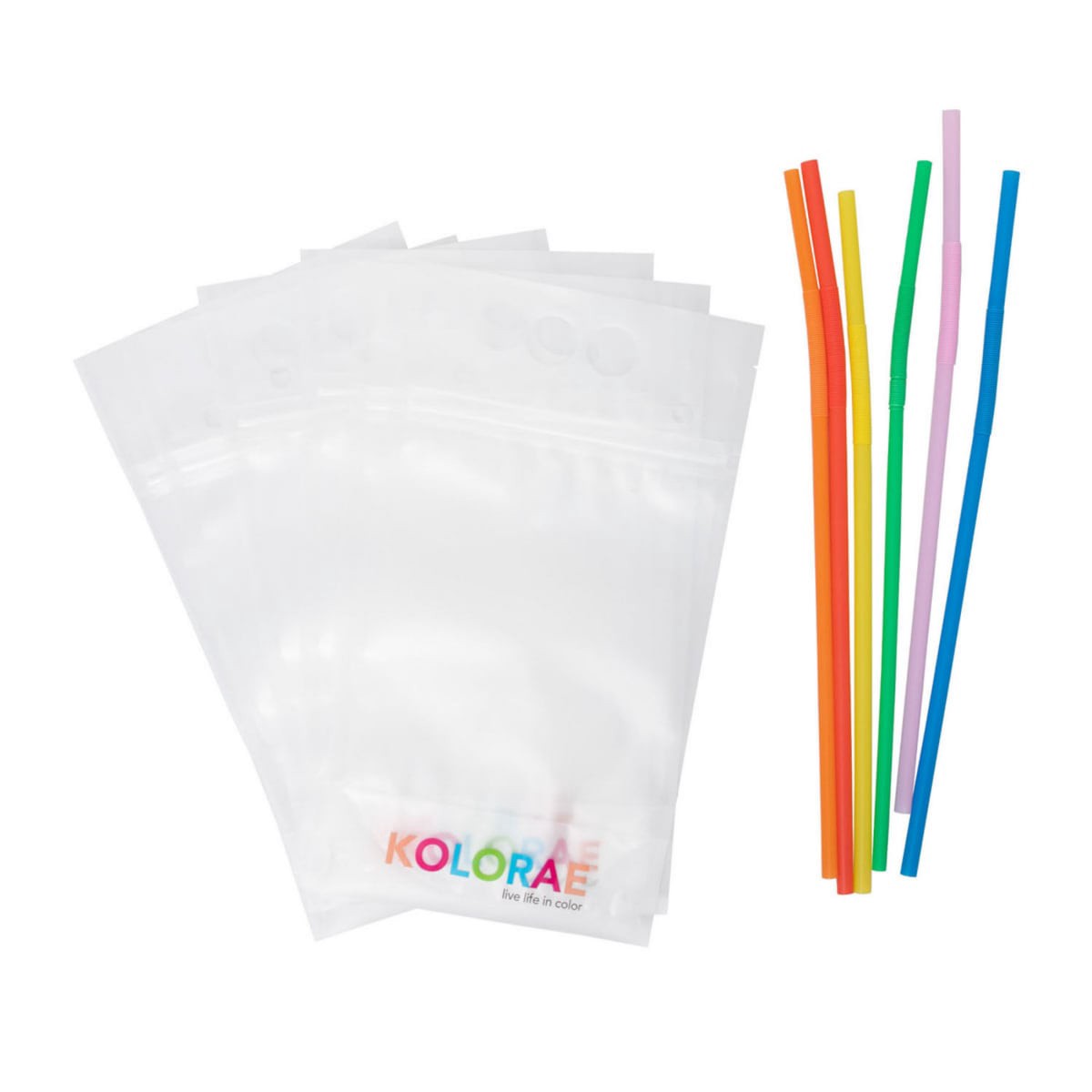 slide 9 of 17, Kolorae Reusable Drink Pouches w/ Straws, 6 ct
