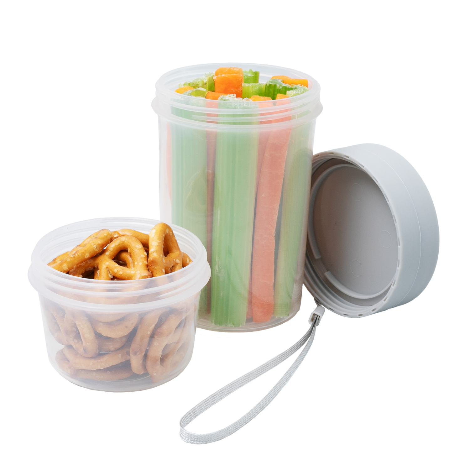 slide 4 of 4, Kolorae 2 Compartment Snack Stack 16 Ounce, 16 oz