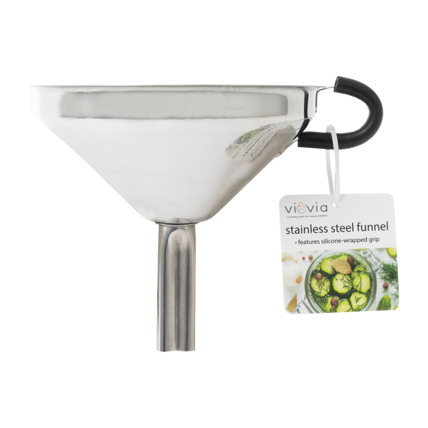 slide 1 of 2, Viovia Stainless Steel Funnel with Silicone Grip, 1 ct