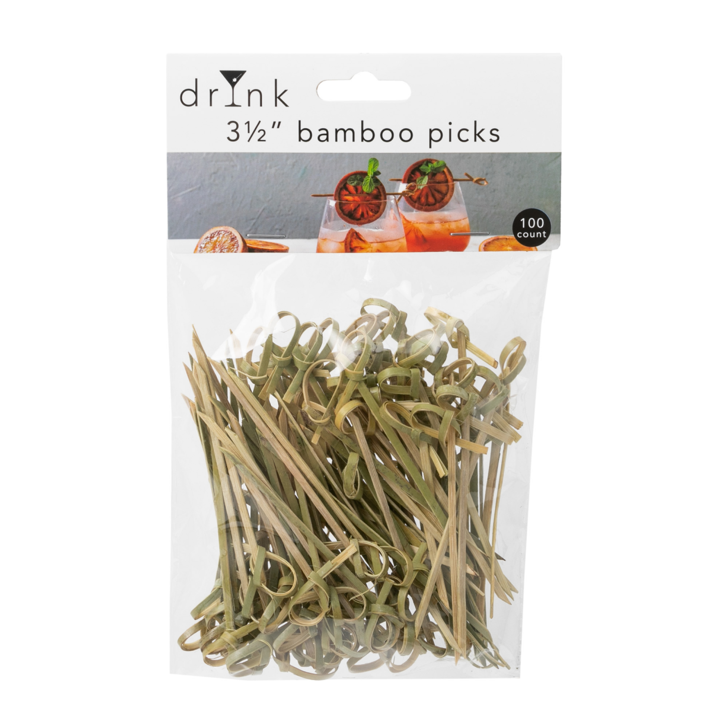slide 1 of 3, Drynk 3.5" Bamboo Picks 100 Count, 100 ct