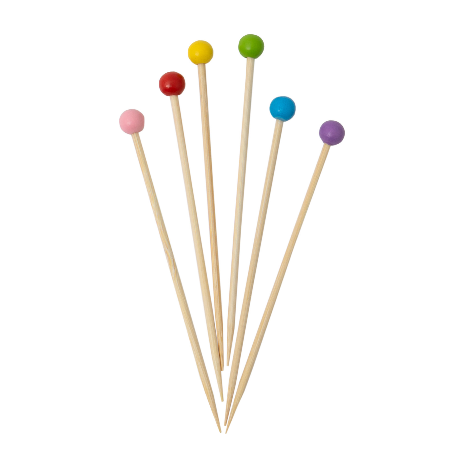 slide 3 of 3, Drynk Bamboo Ball Picks Brights 100 Count, 100 ct