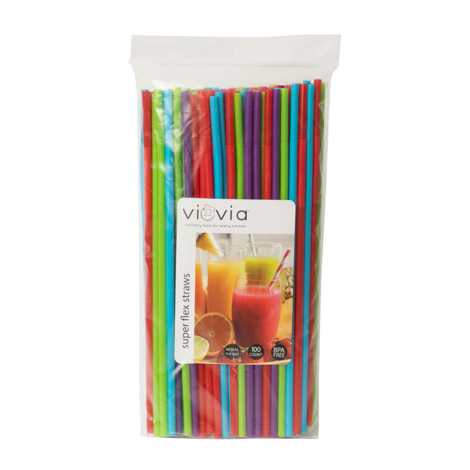 slide 1 of 3, Viovia Super Flex Straws 100 Count, 100 ct