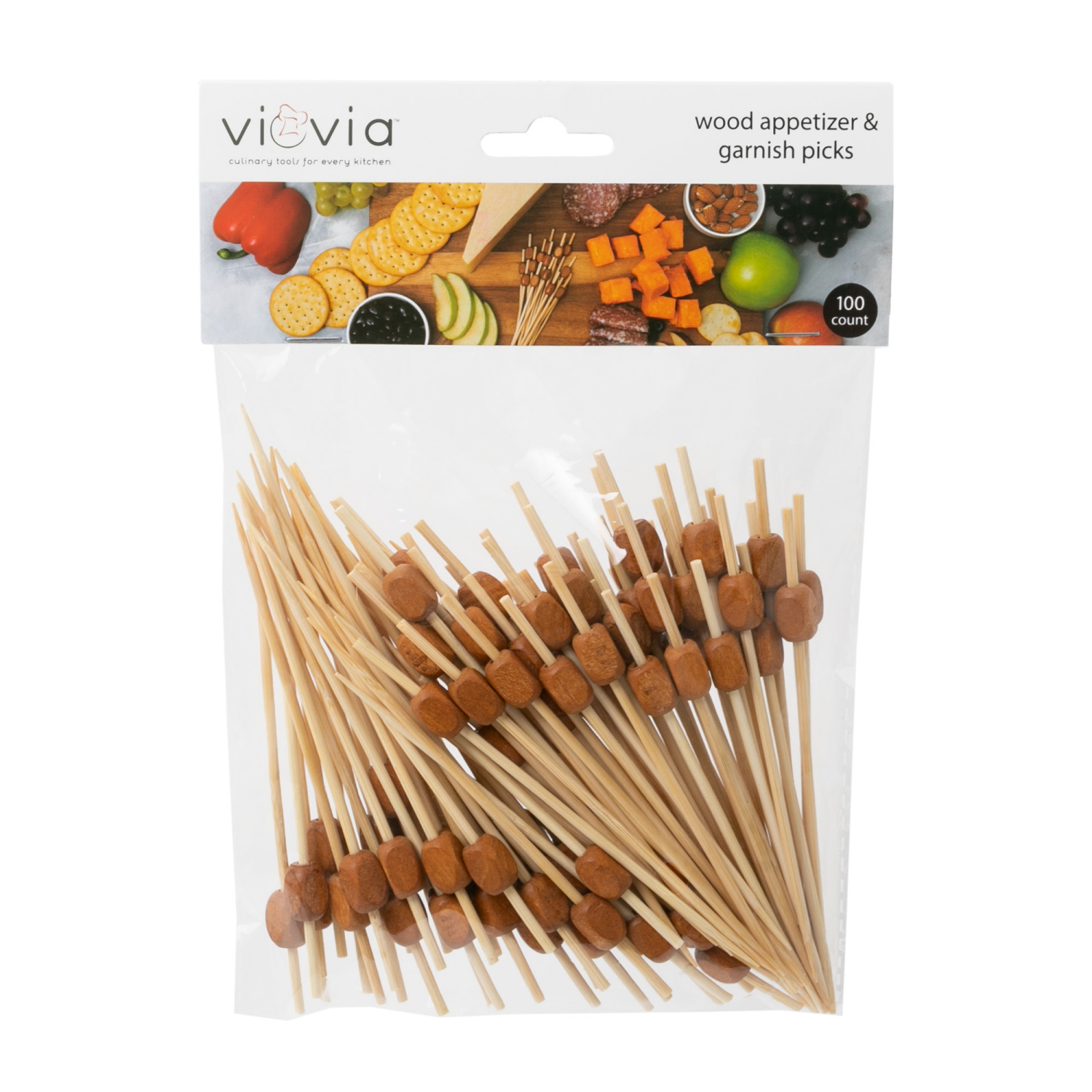 slide 1 of 2, Viovia Wood Appetizer & Garnish Picks, 100 Count, 100 ct