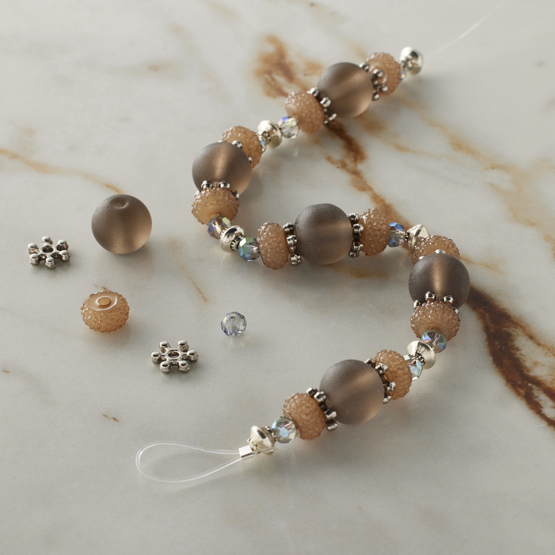 slide 2 of 3, Gray & Aurora Borealis Glass, Resin & Metal Bead Mix By Bead Landing, 9mm x 10mm