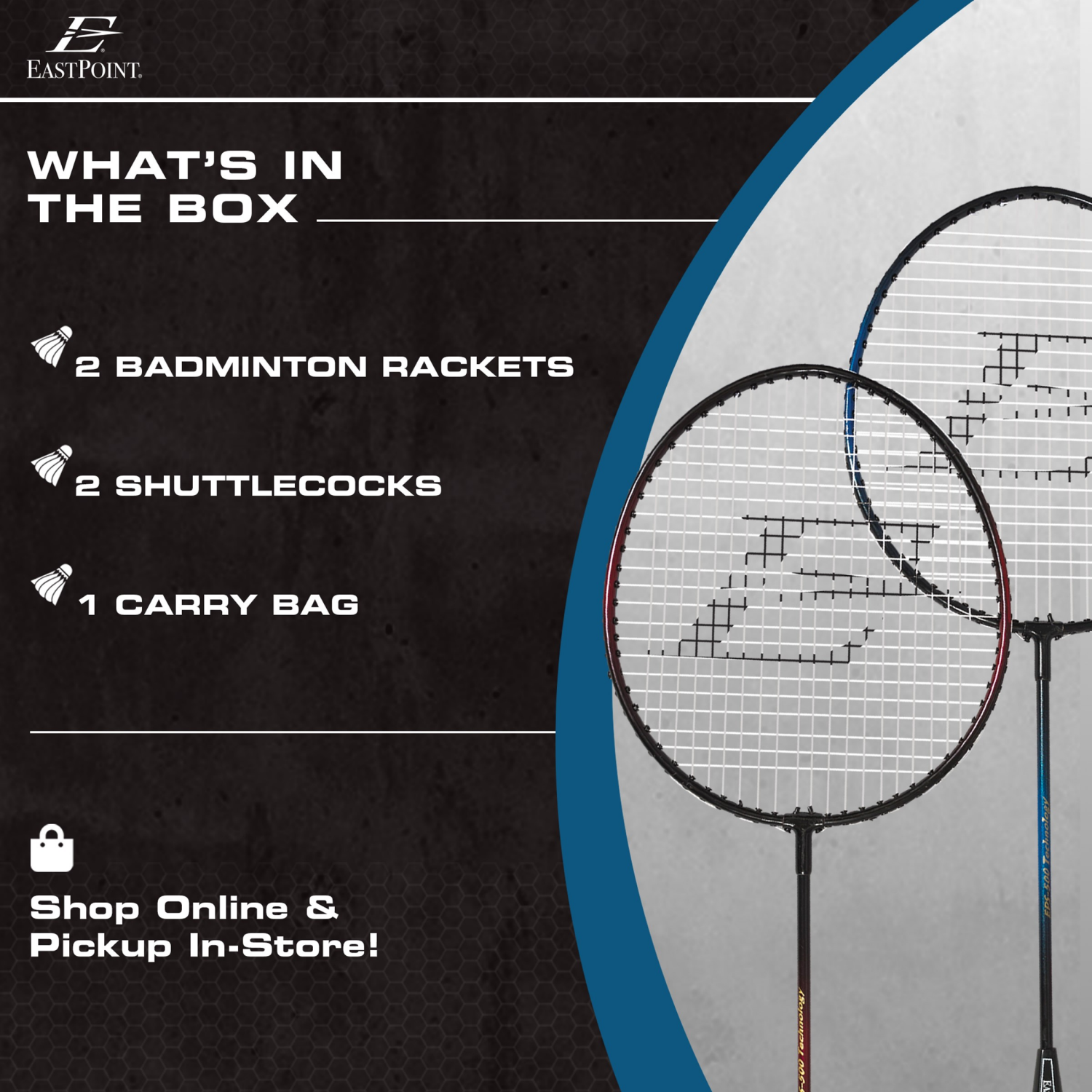 slide 3 of 6, EASTPOINT 2 Player Badminton Racket Set, 1 ct