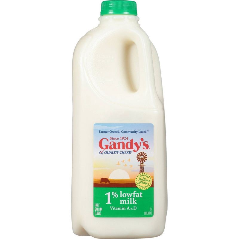 slide 1 of 7, Gandy's 1% Milk - 0.5gal, 1/2 gal