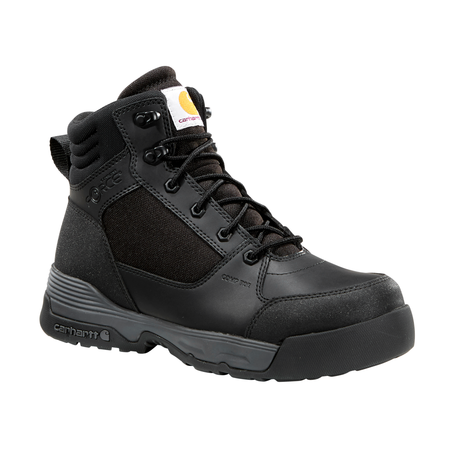 slide 7 of 8, CARHARTT MEN's FORCE HD 6" CT WORK BOOT, BLACK SIZE 9, 6 in