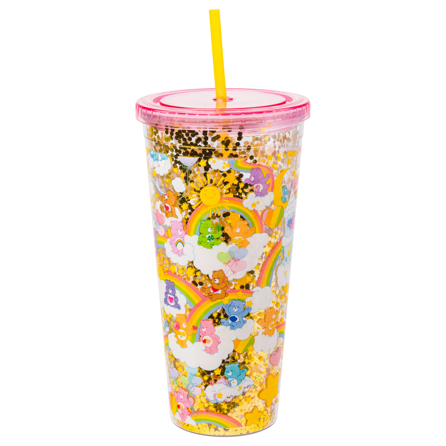 slide 1 of 1, SILVER BUFFALO SB Care Bears Rainbow Stars 32oz Confetti Cold Cup, 32 oz