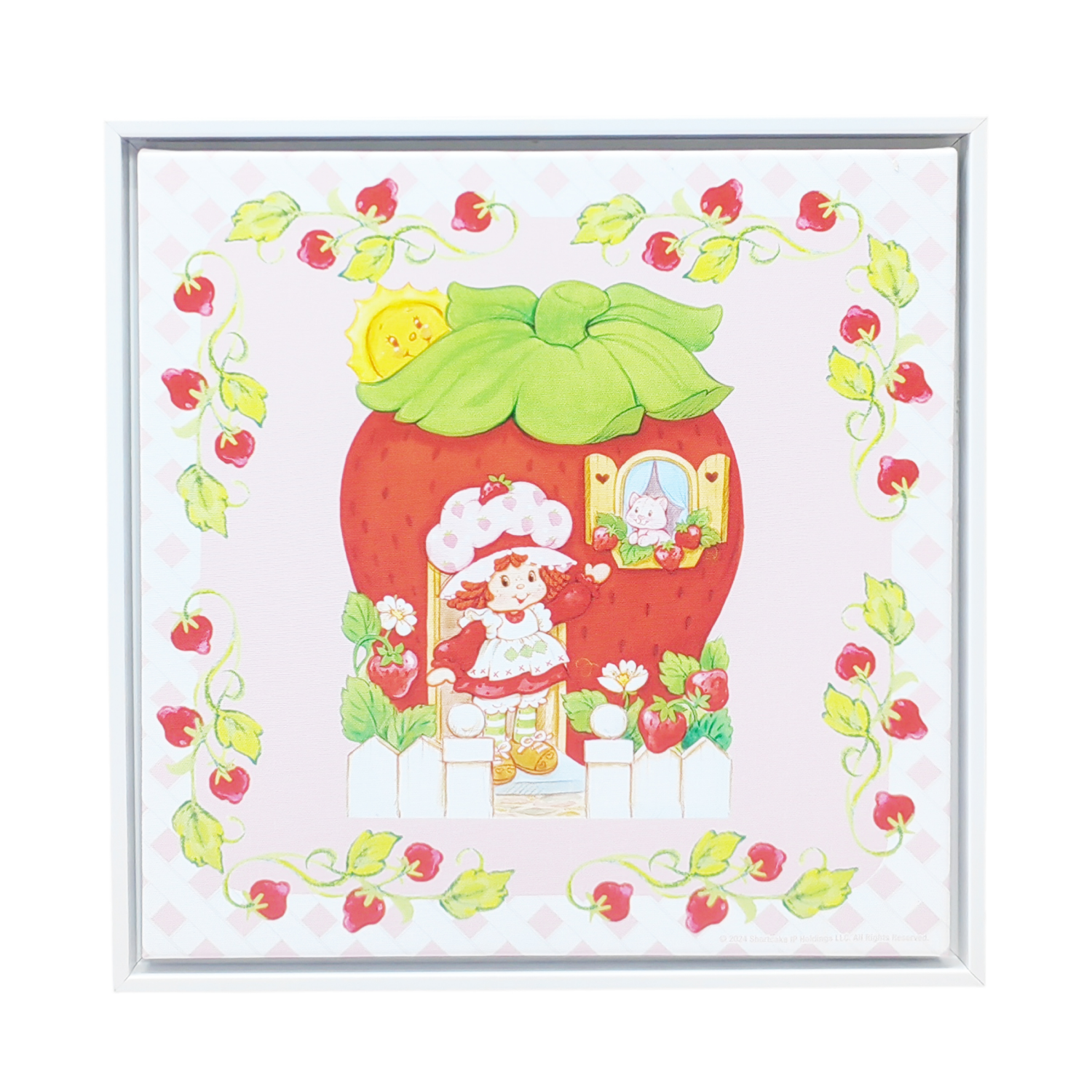 slide 1 of 1, SB Strawberry Shortcake Trellis Frame Set 12" x 12" Framed Floating Canvas, 12 in x 12 in