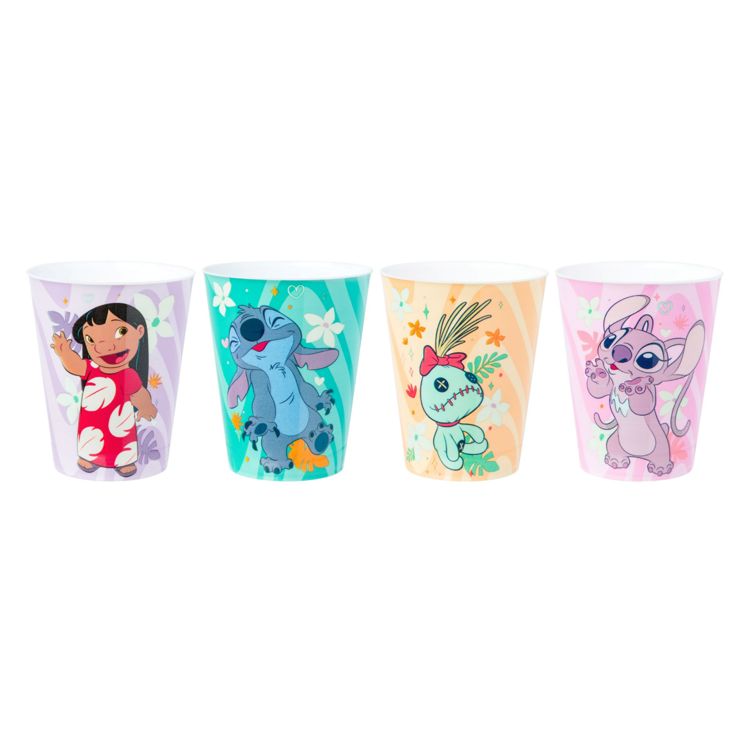 slide 1 of 1, SILVER BUFFALO SB Stitch Tropical 4pc 2.5oz Plastic Mini Cup Set, 4 ct; 2.5 oz