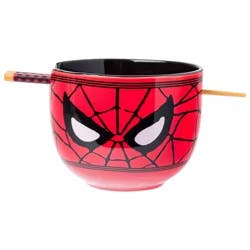SILVER BUFFALO SB Marvel Spiderman Eyes 20oz Ceramic Ramen Bowl with Chopsticks