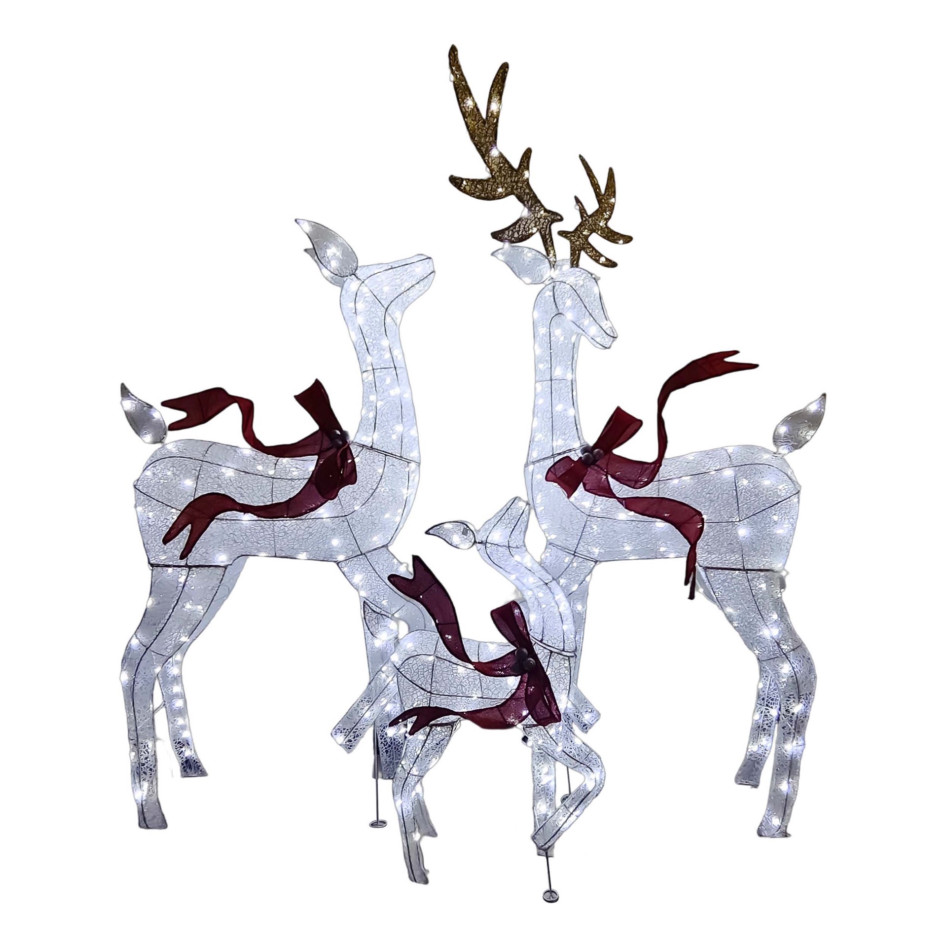 slide 1 of 1, Forever Gifts Light Up Christmas Deer Family Set, 3 ct