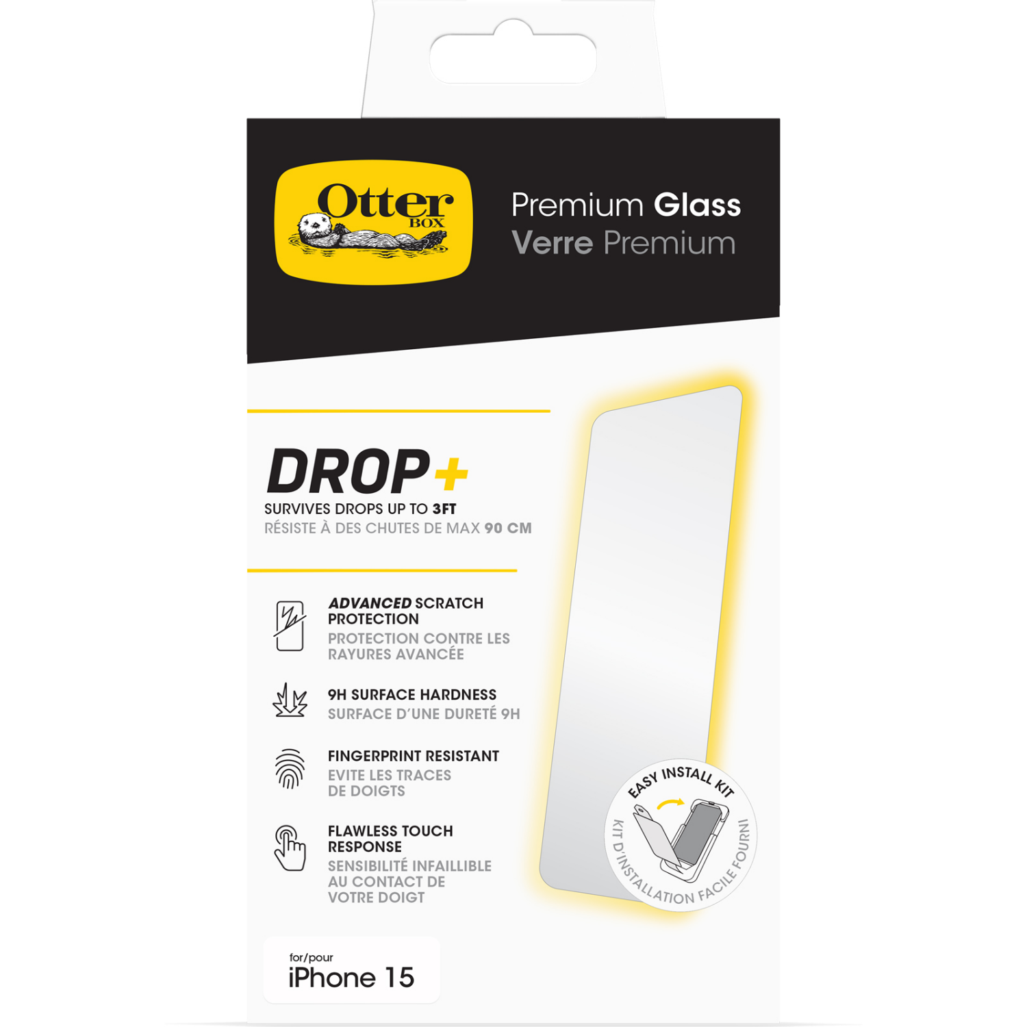 slide 4 of 4, OtterBox Drop+ Premium Glass Screen Protector 1 ea, 1 ct