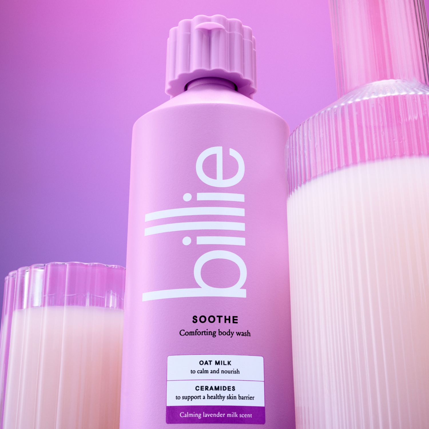 slide 3 of 7, Billie Soothe Comforting Womens Body Wash, 18 fl oz, Calming Lavender Milk Scent, Vegan, Cruelty Free, 18 fl oz