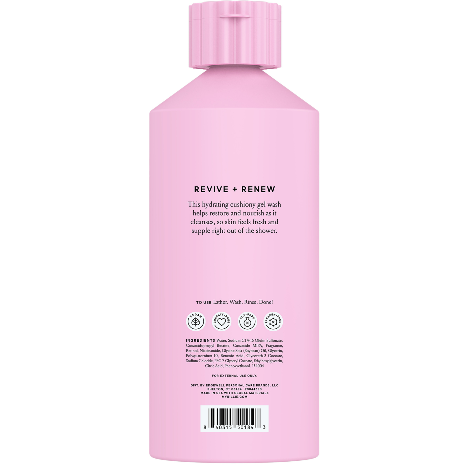 slide 2 of 8, Billie Reviving + Renewing Women's Body Wash, Cotton Cloud Scent, Retinol & Niacinamide, 18oz, 18 fl oz