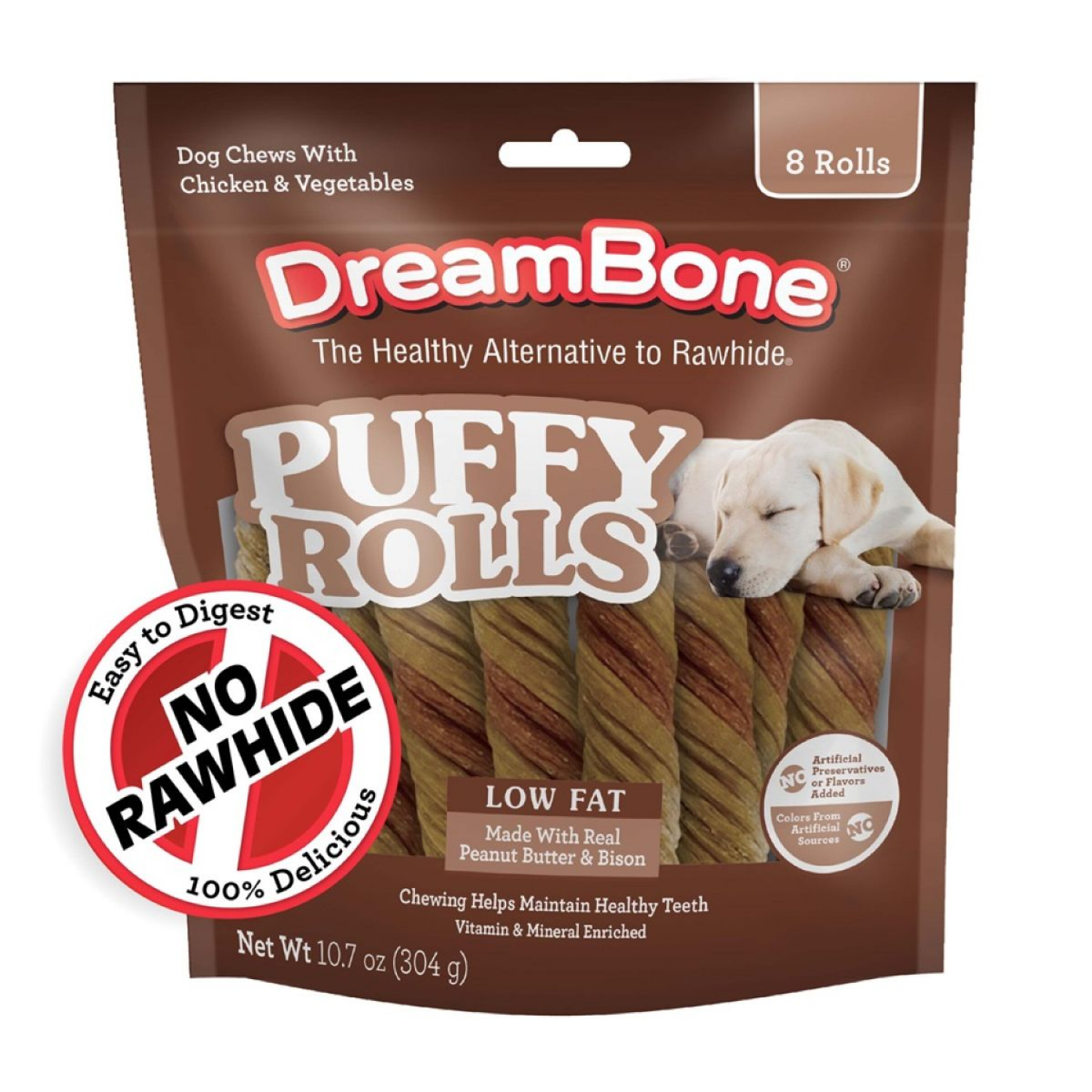 slide 1 of 1, DreamBone Low Fat Peanut Butter & Bison Tuffy Rolls 8 Each, 8 ct