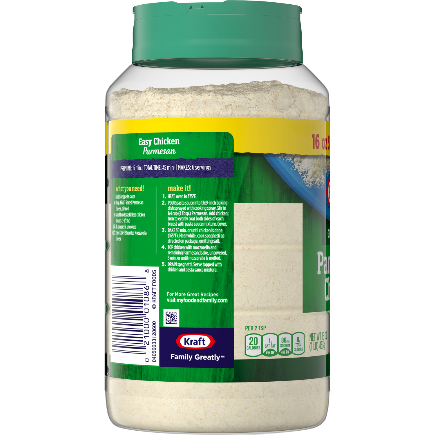slide 2 of 2, Kraft Grated Parmesan Cheese Shaker Bottle, 16 oz