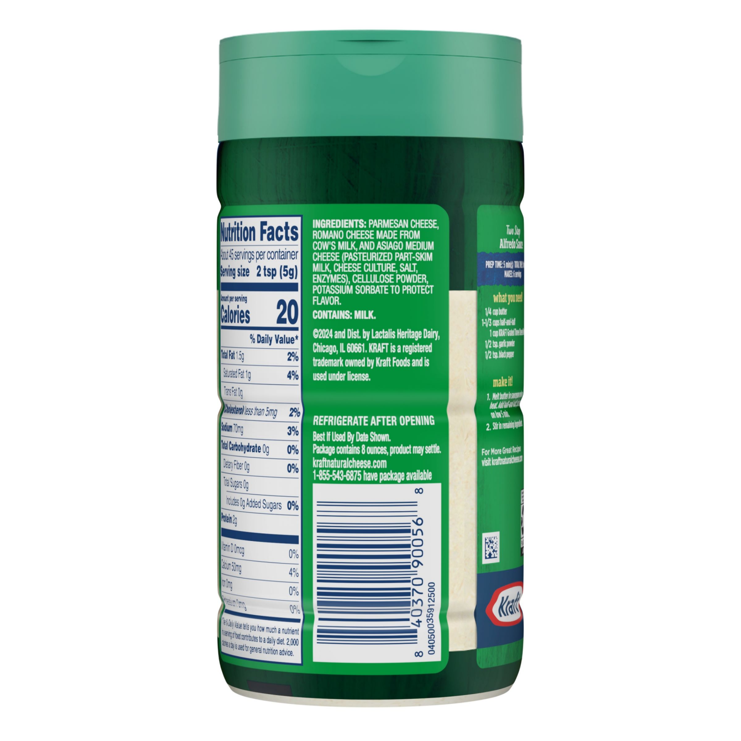 slide 2 of 2, Kraft Three Cheese Blend Grated Cheese, 8 oz