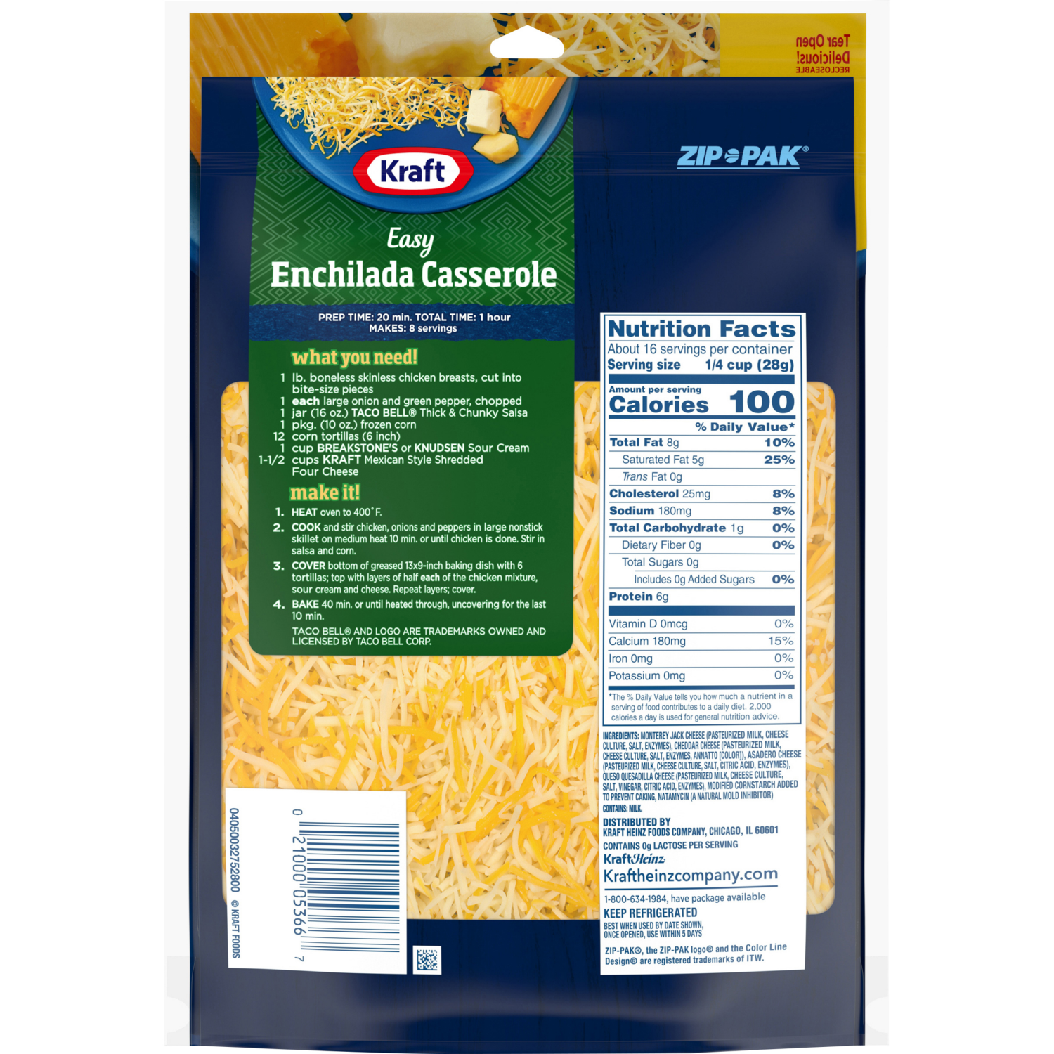 slide 2 of 6, Kraft Mexican Style Four Cheese Finely Shredded Natural Cheese Bag, 16 oz
