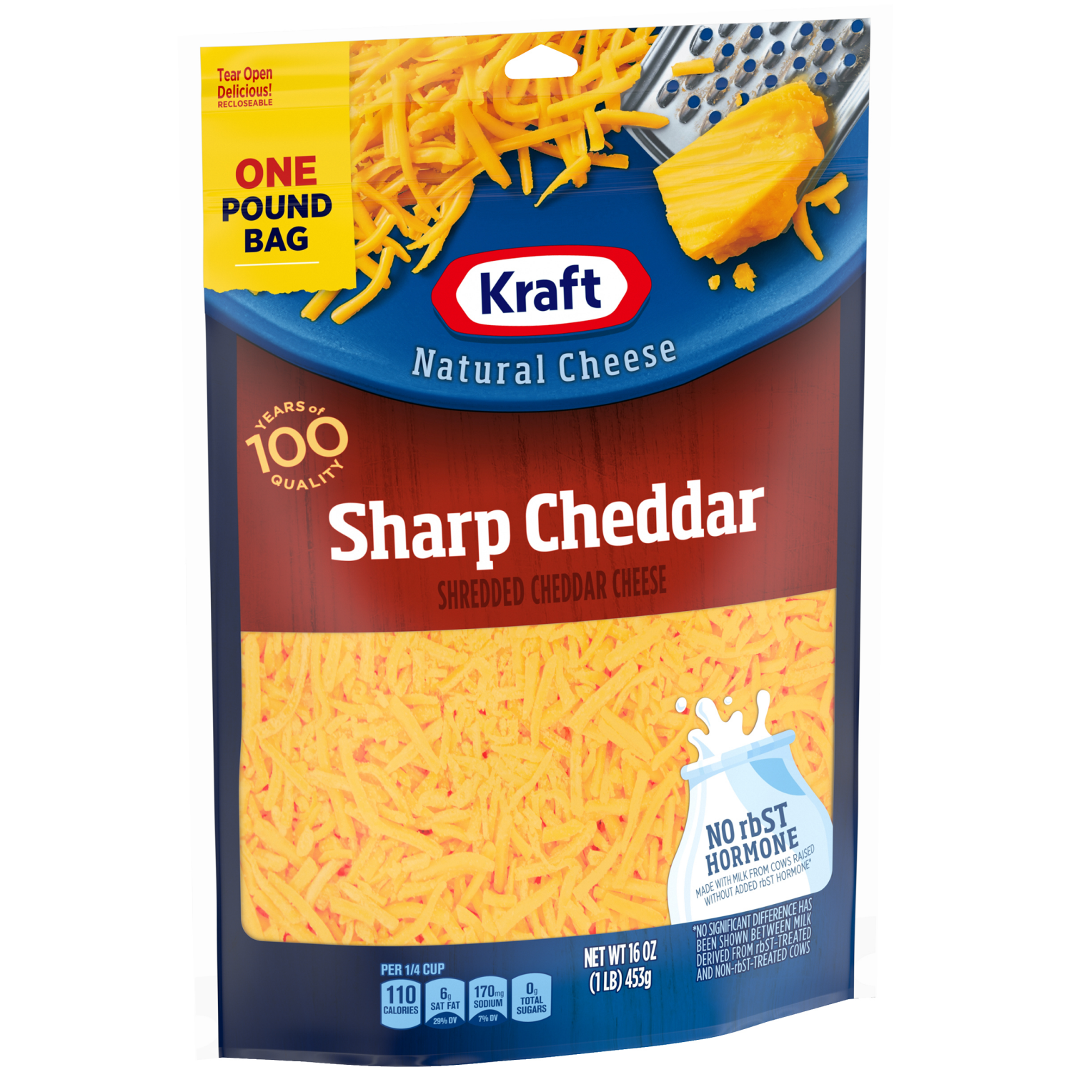 slide 4 of 6, Kraft Sharp Cheddar Shredded Cheese 16 oz Bag, 16 oz