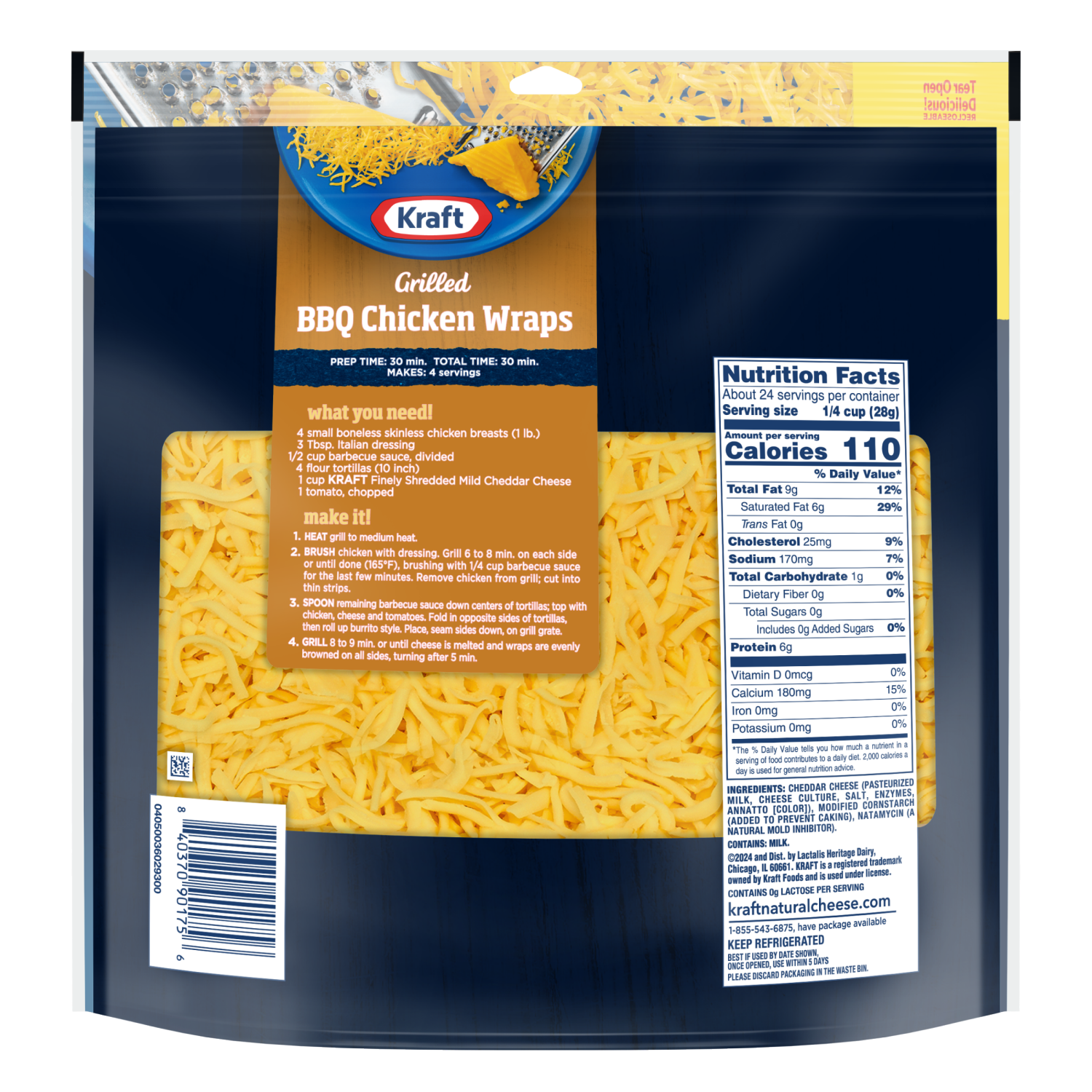 slide 2 of 2, Kraft Mild Cheddar Finely Shredded Cheese Family Size, 24 oz Bag, 24 oz
