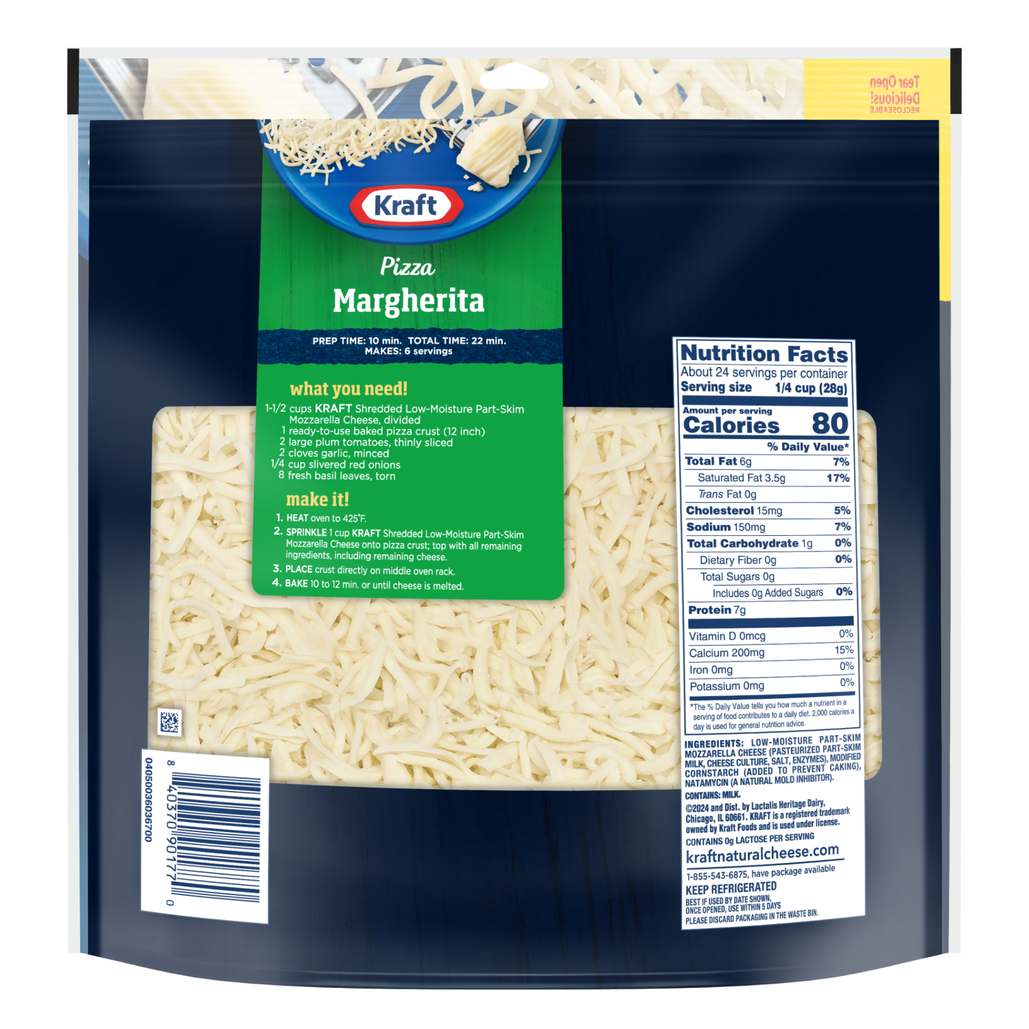 slide 2 of 2, Kraft Mozzarella Shredded Cheese Family Size, 24 oz Bag, 24 oz