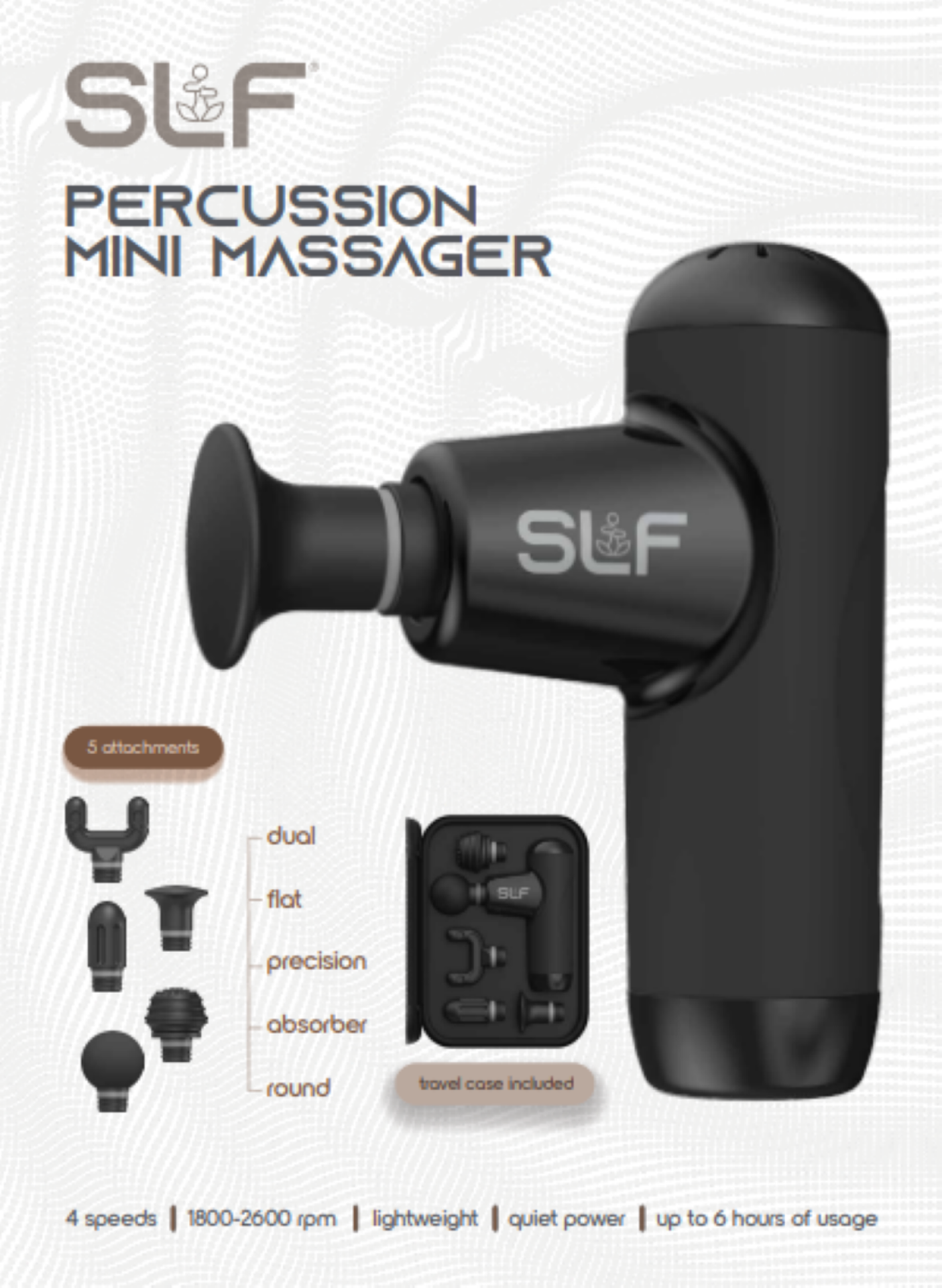 slide 1 of 2, TZUMI Slf Mini Percussion Massager Portable Rechargeable Muscle Massage Gun With Multiple Massage Heads And Speeds, 1 ct