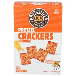 Pretzelized Snacks Oven Baked Pretzel Cheddar Crackers Bite Sized 6.5 oz